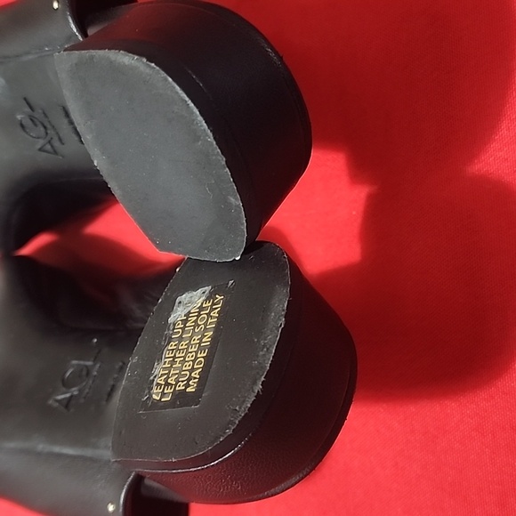 AGL Black Leather Mules with Gold Zipper - Picture 9 of 12